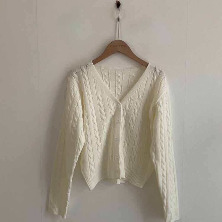 인텐셜 케이블 꽈배기 데일리 크롭 니트 가디건 6color