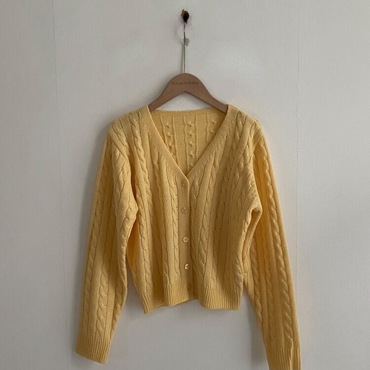 인텐셜 케이블 꽈배기 데일리 크롭 니트 가디건 6color