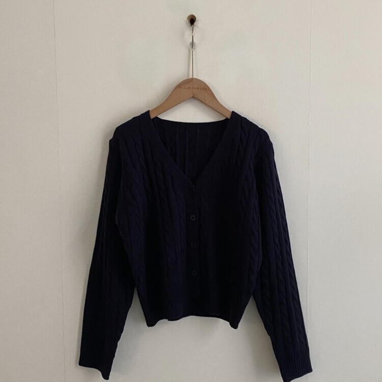 인텐셜 케이블 꽈배기 데일리 크롭 니트 가디건 6color