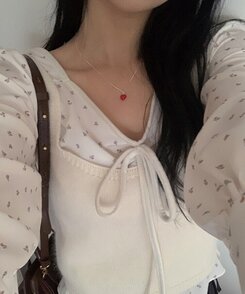 ジュエリー ハートビンネックレス RED