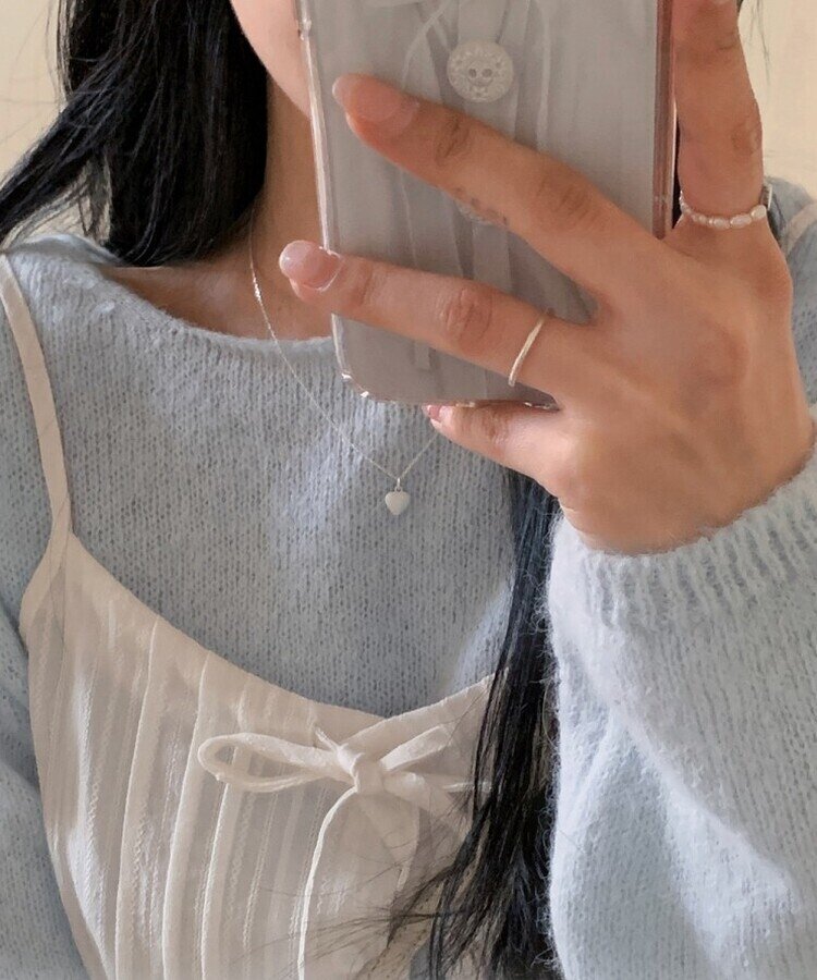 ハートビンネックレス WHITE