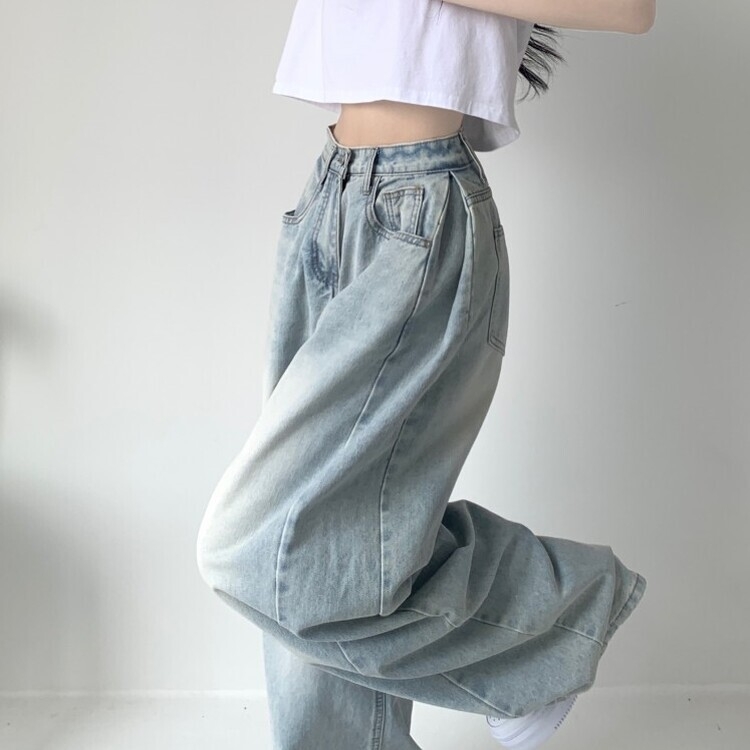 색감맛집 카시오 빈티지 워싱 사이드 핀턱 하이웨스트 롱 로우 와이드 데님 팬츠 바지 청바지 키작녀 키큰녀 빅사이즈 연청