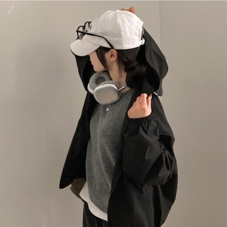 요즘같은 날씨에딱 남녀공용 오버핏 후드 바람막이 점퍼 검정