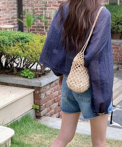 カーディガン シースルーローブサマーカーディガン NAVY