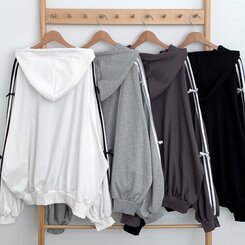 リボンラインオーバーフィットフードジップアップ