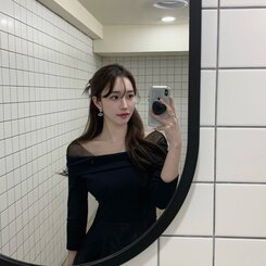 シャーリングアンバランスシフォンロングワンピース BLACK