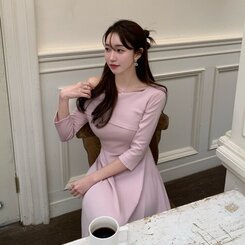 オフショルダーロングフレアワンピース|ロングワンピース|韓国 オフショルダーロングフレアワンピース|ロングワンピース|韓国