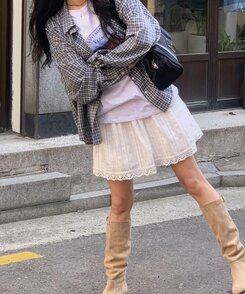 ブーツ スエードバックルブーツ BEIGE