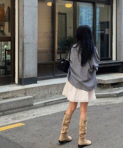 ブーツ スエードバックルブーツ BEIGE