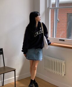 SSK16587 オーロラデニムスカート ミニスカート - yurie