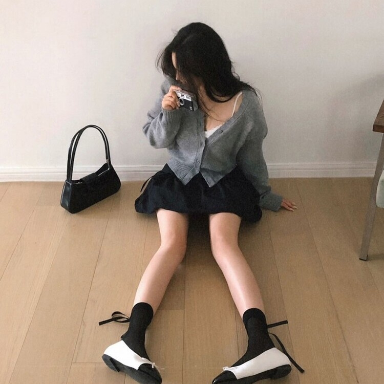バレエコアグリッターバックリボンソックス BLACK