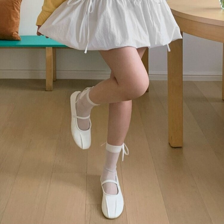 バレエコアグリッターバックリボンソックス IVORY