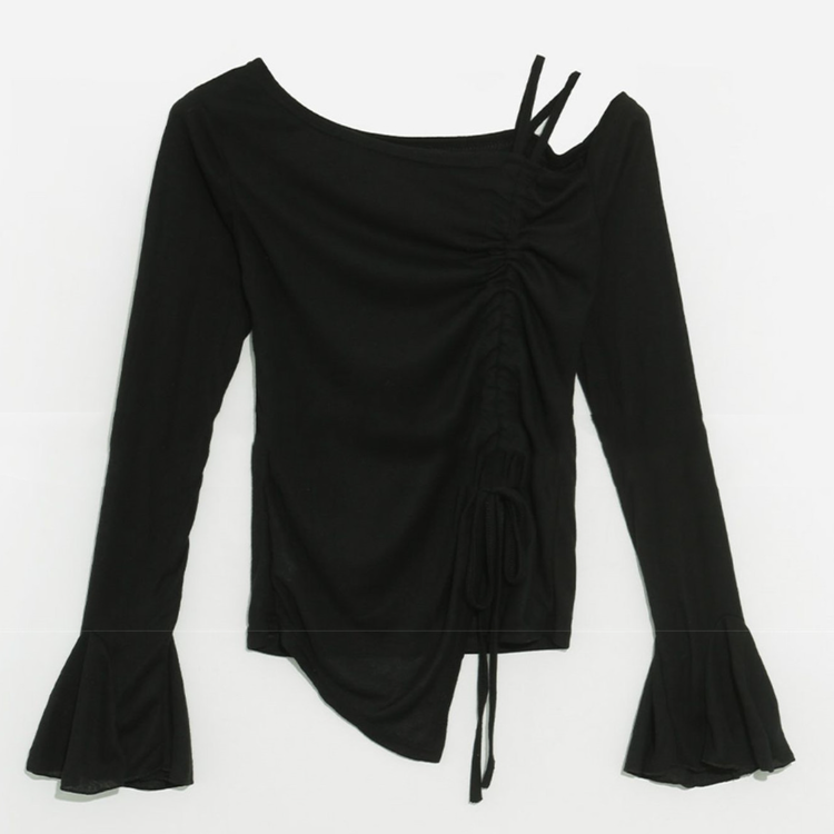 オフショルダー長袖Tシャツ 黒 レディース アディカラー オフショルダー 長袖Tシャツ ブラック