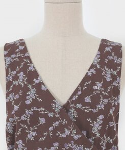 ロングワンピース シュシュフラワーラップロングワンピース