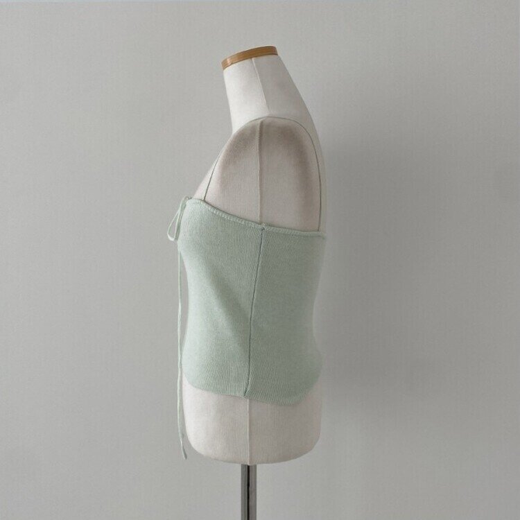 달루아 골지 니트 가디건 레이어드 스트랩 홀터 나시 투피스 세트