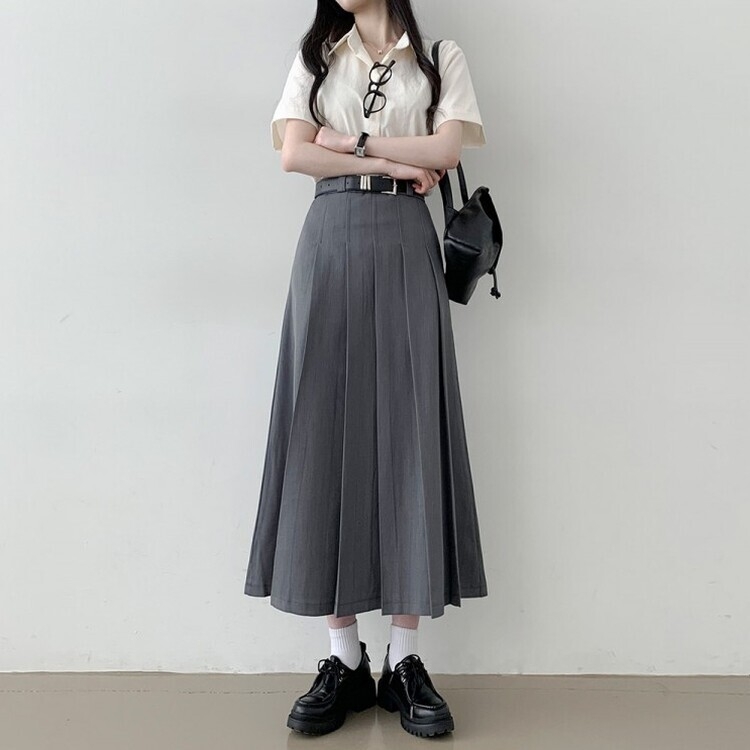 アコーディオンプリーツロングスカート GRAY