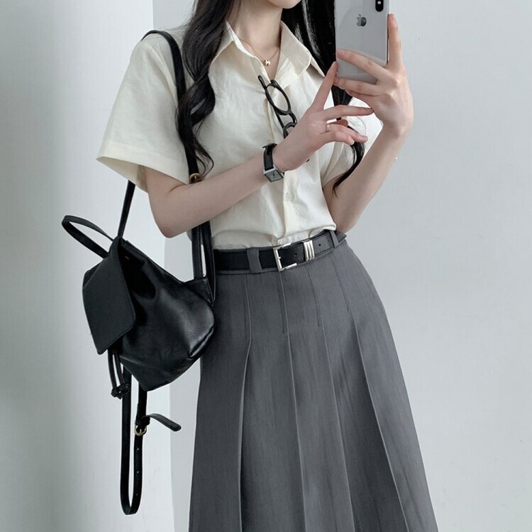 アコーディオンプリーツロングスカート GRAY