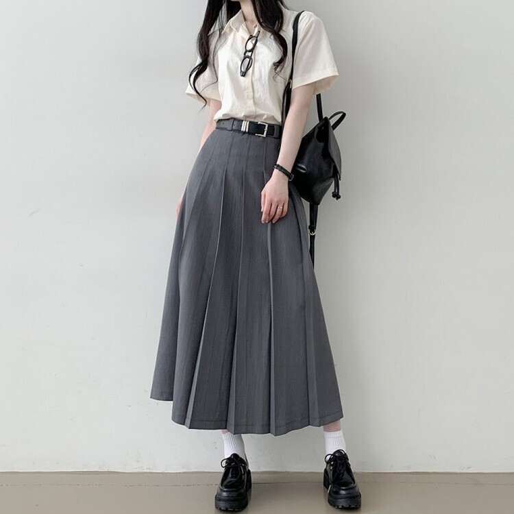 アコーディオンプリーツロングスカート GRAY