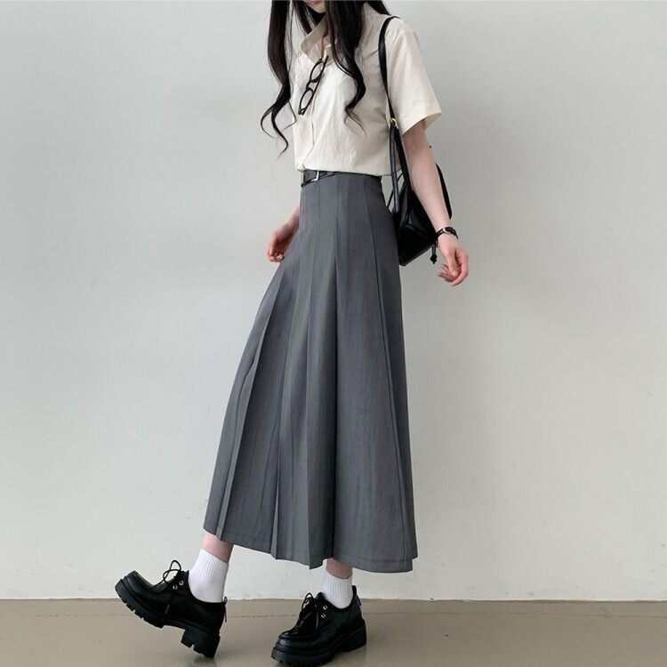 アコーディオンプリーツロングスカート GRAY