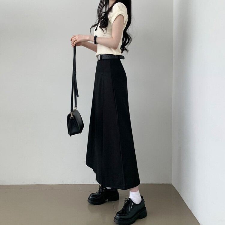 アコーディオンプリーツロングスカート BLACK