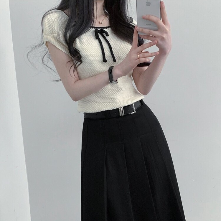 アコーディオンプリーツロングスカート BLACK