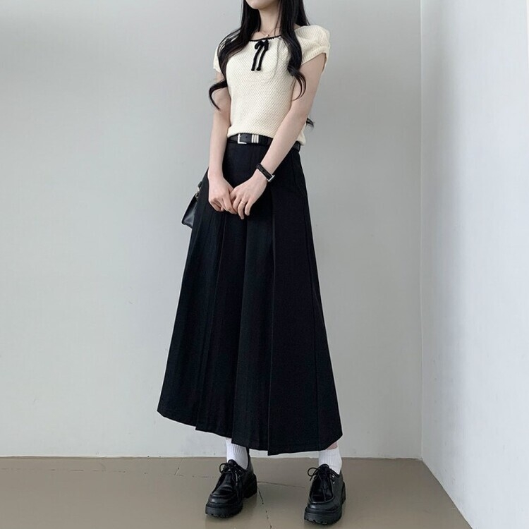 アコーディオンプリーツロングスカート BLACK