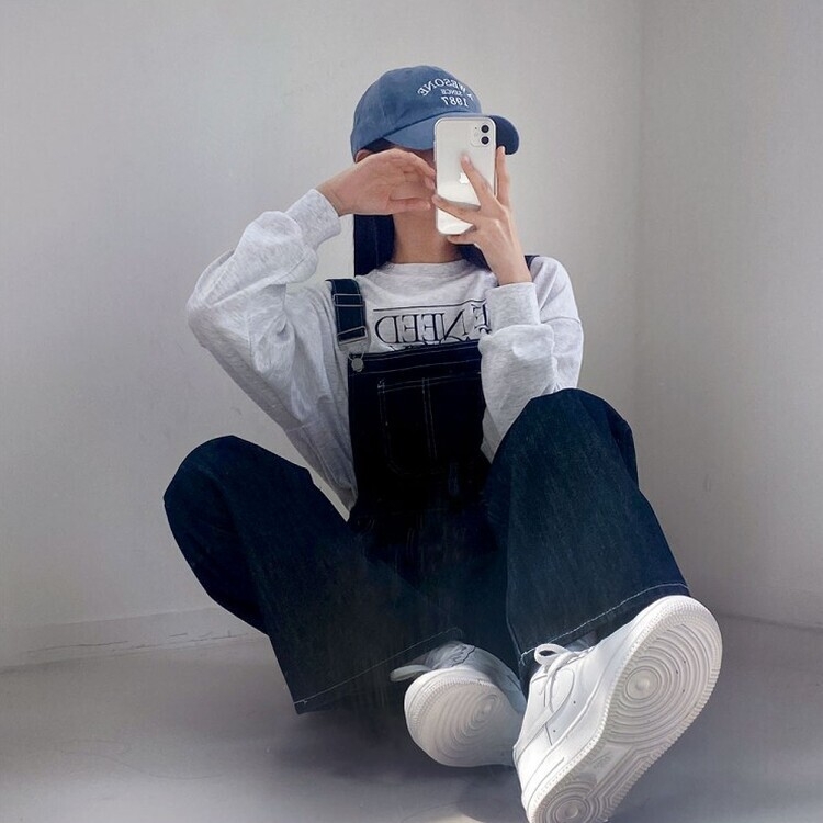 ステッチ生地デニムポケットオーバーロール DARK DENIM