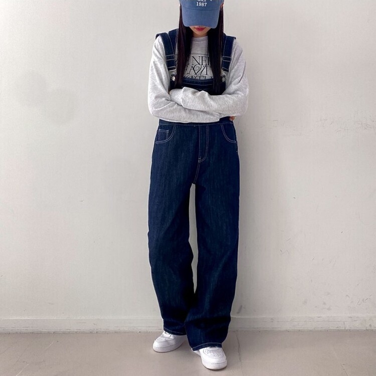 ステッチ生地デニムポケットオーバーロール DARK DENIM