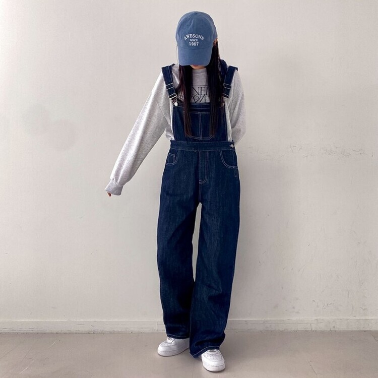 ステッチ生地デニムポケットオーバーロール DARK DENIM