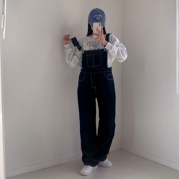 ステッチ生地デニムポケットオーバーロール DARK DENIM