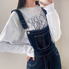 ステッチ生地デニムポケットオーバーロール DARK DENIM