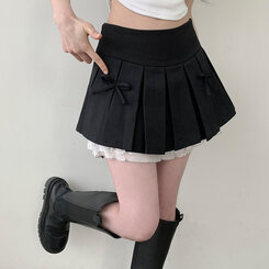 Aラインレースレイヤードプリーツミニスカート｜ミニスカート｜韓国