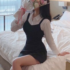 ビスチェレイヤードミニワンピース BLACK