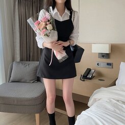 ビスチェレイヤードミニワンピース BLACK