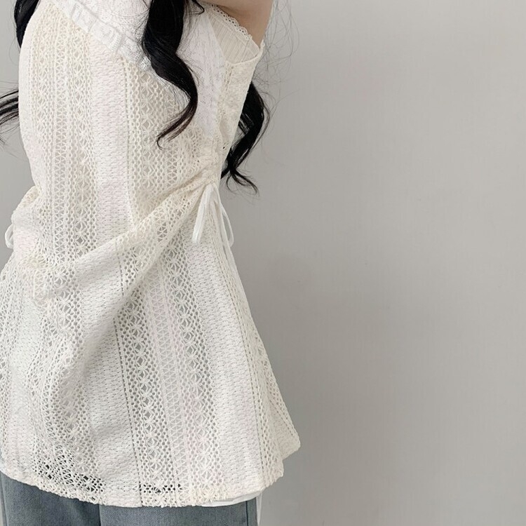 レースサイドシャーリングレイヤードビスチェワンピース BEIGE