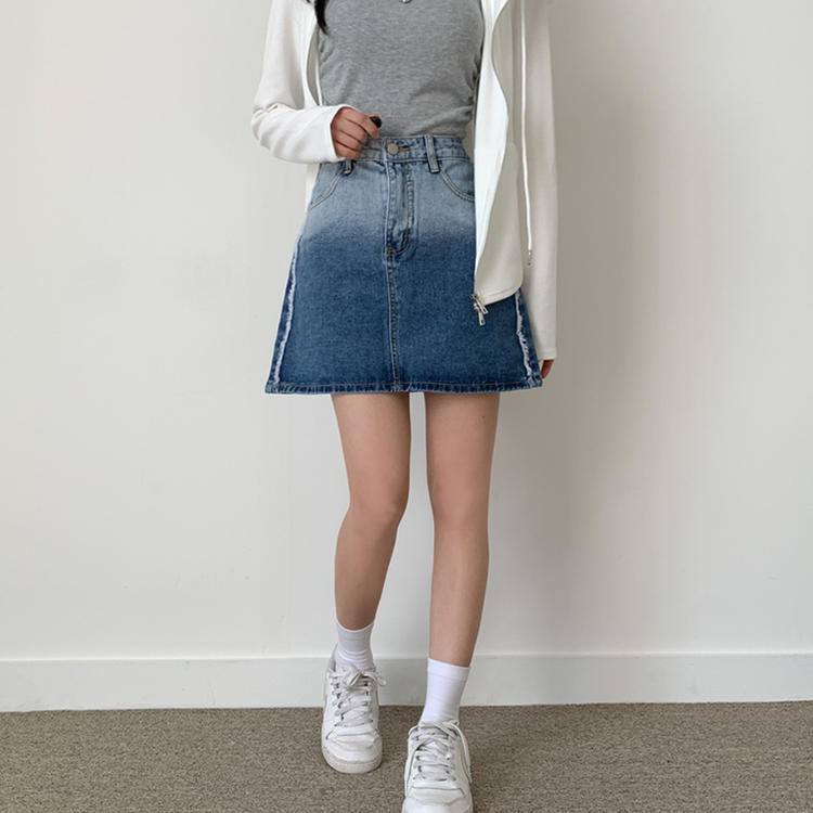 グラデーションAラインデニムミニスカート｜ミニスカート｜韓国