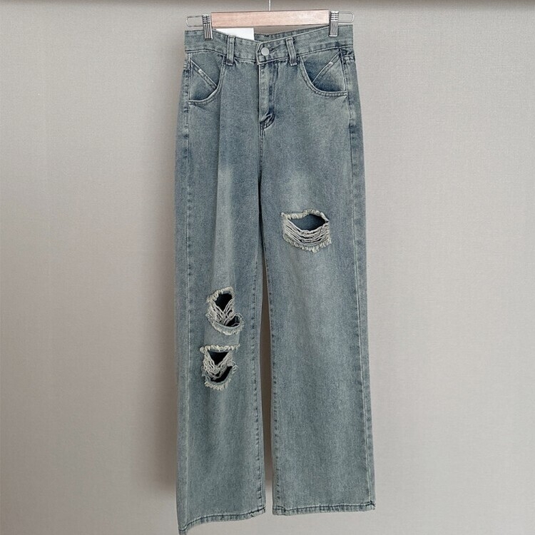 ダメージデニムワイドパンツ