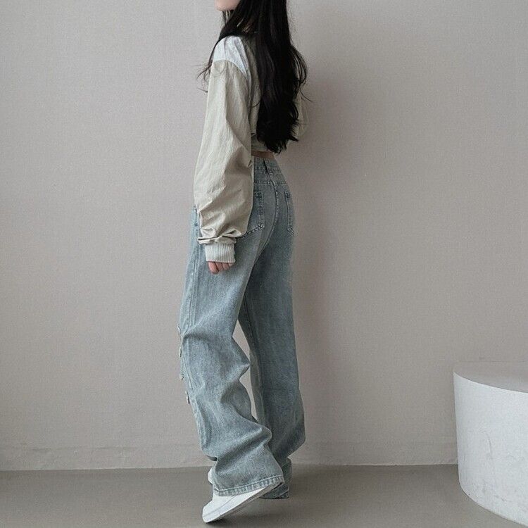 ダメージデニムワイドパンツ LIGHT DENIM