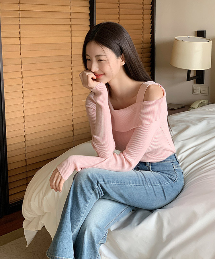 リブオフショルダーニット｜ニット｜韓国ファッション通販 SONA