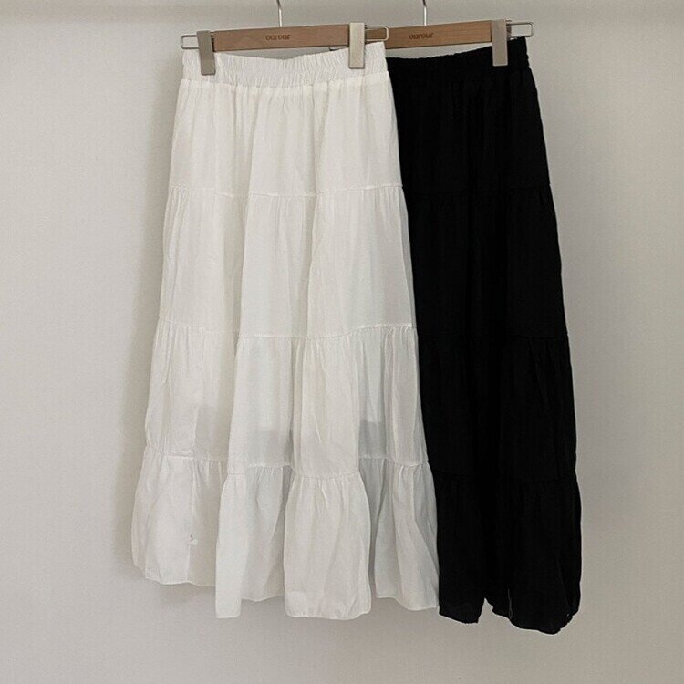 봄바람이 찰랑 캉캉 주름 롱 스커트