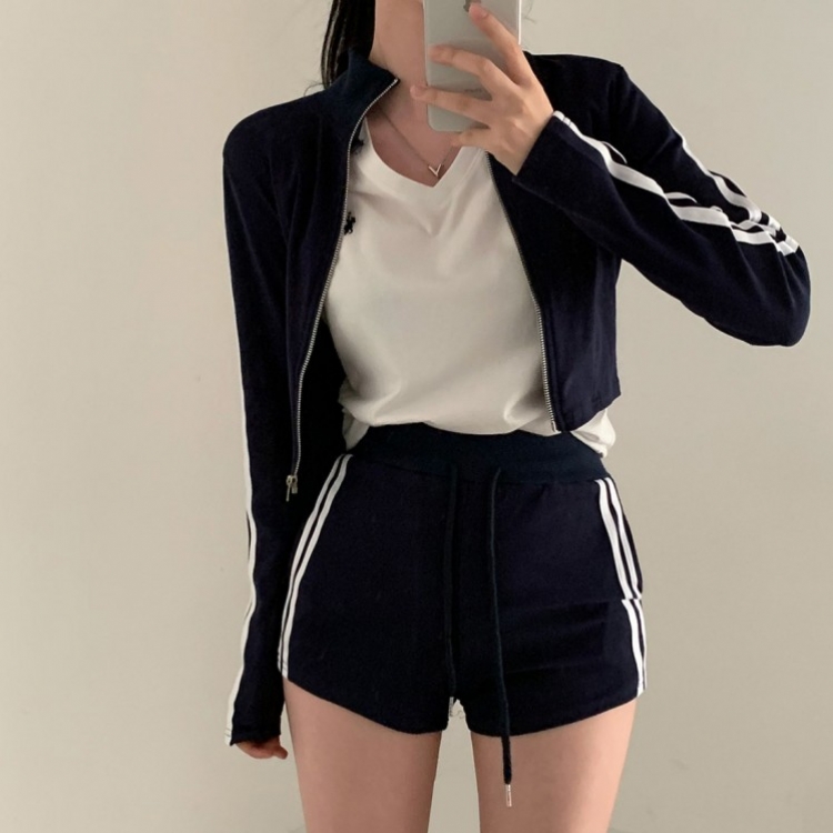 SET】クロップトップ ショートパンツトレーニングセット｜ツーピース