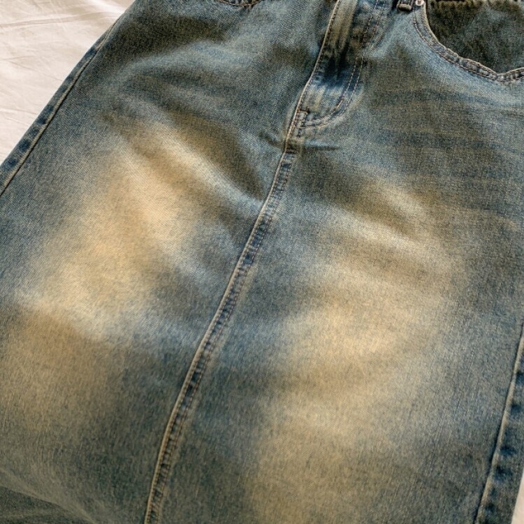 ブラシウォッシングバンディングジーンズスカート