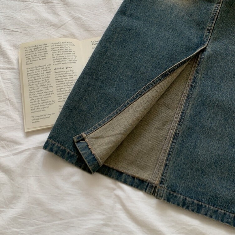 ブラシウォッシングバンディングジーンズスカート