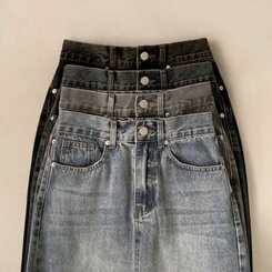 ブラシウォッシングバンディングジーンズスカート