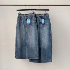 ブラシウォッシングバンディングジーンズスカート