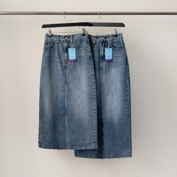 ブラシウォッシングバンディングジーンズスカート