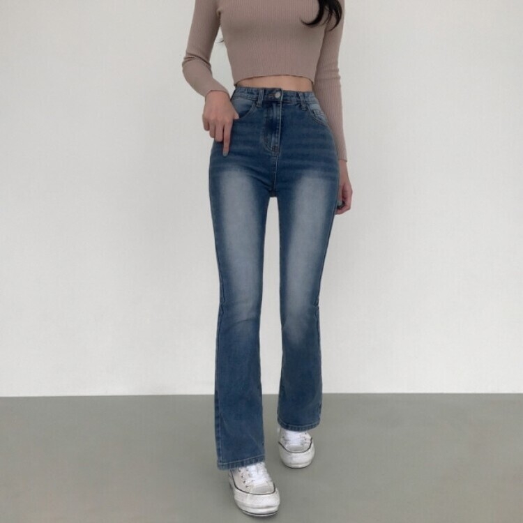 【SHORT/BASIC/LONG 丈別】ビンテージウォッシングブーツカットデニム8色 Deep Blue