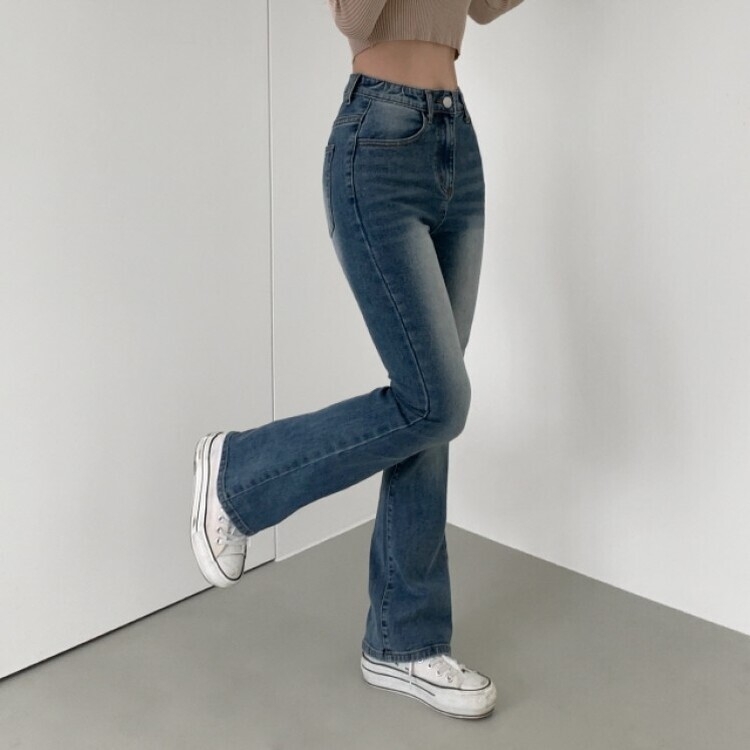 【SHORT/BASIC/LONG 丈別】ビンテージウォッシングブーツカットデニム8色 Deep Blue