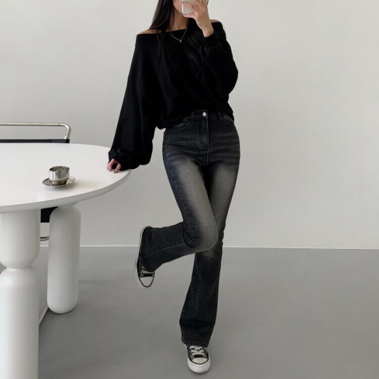 【SHORT/BASIC/LONG 丈別】ビンテージウォッシングブーツカットデニム8色 Black Blue