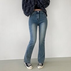 【SHORT/BASIC/LONG 丈別】ビンテージウォッシングブーツカットデニム8色 Light Blue